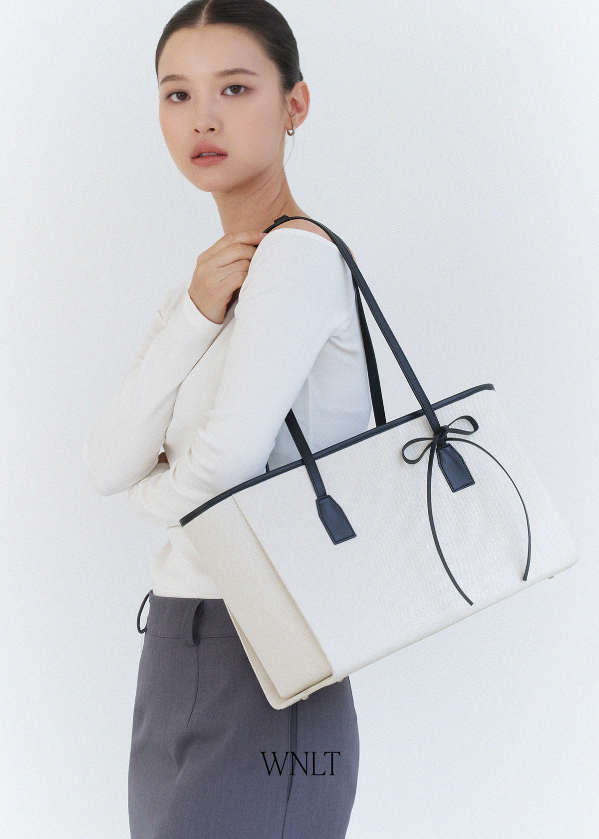 (7th - Velvet Ribbon Gift) Envelope Bag Ecru