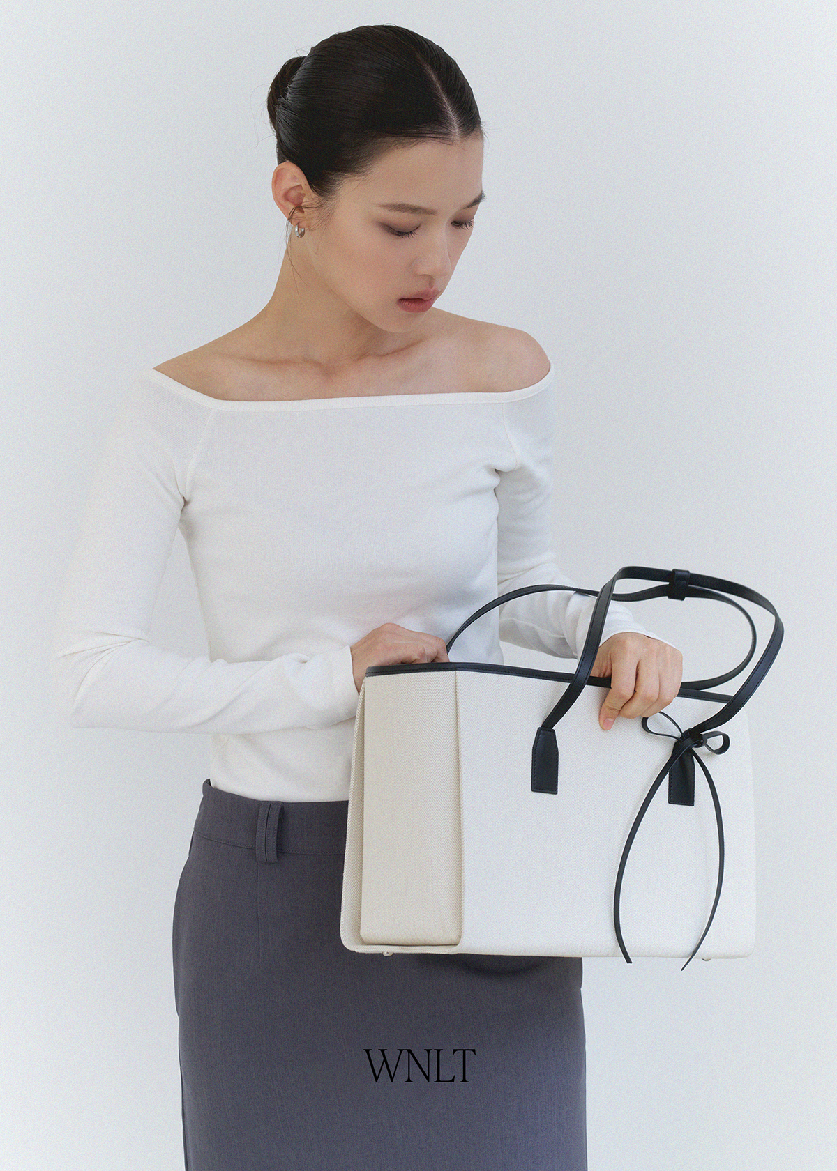 (7th - Velvet Ribbon Gift) Envelope Bag Ecru